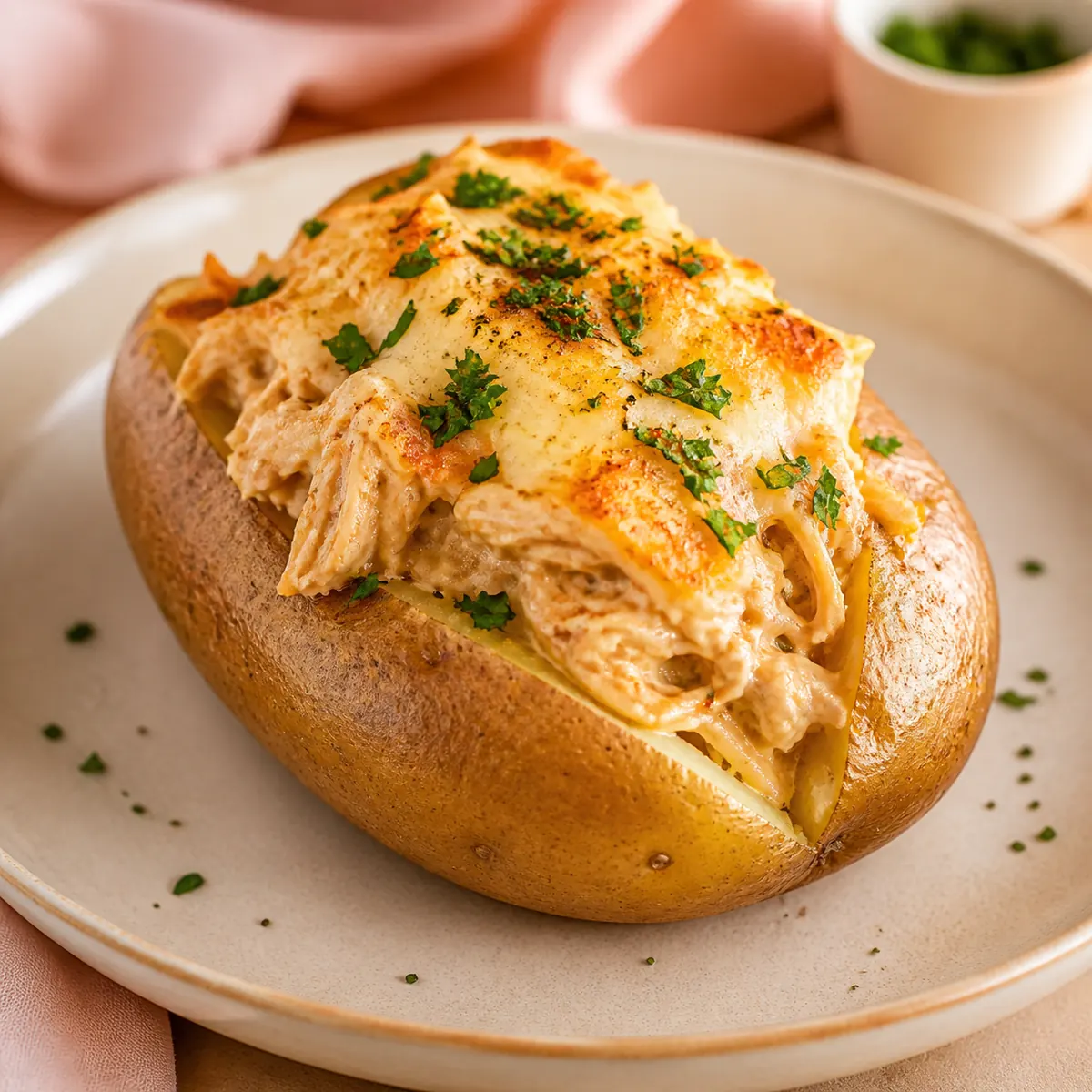 Batata Recheada com Frango Cremoso