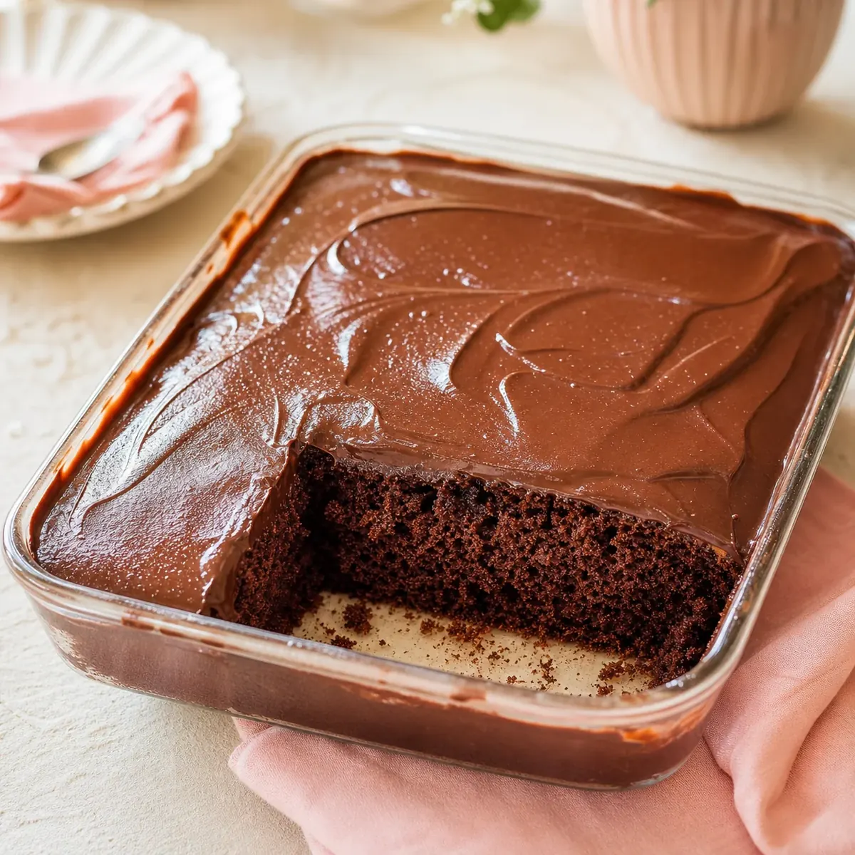 BOLO DE CHOCOLATE NA TRAVESSA/ FOFINHO E SABOROSO/ COM UMA CALDA MUITO CREMOSA ECONÔMICA