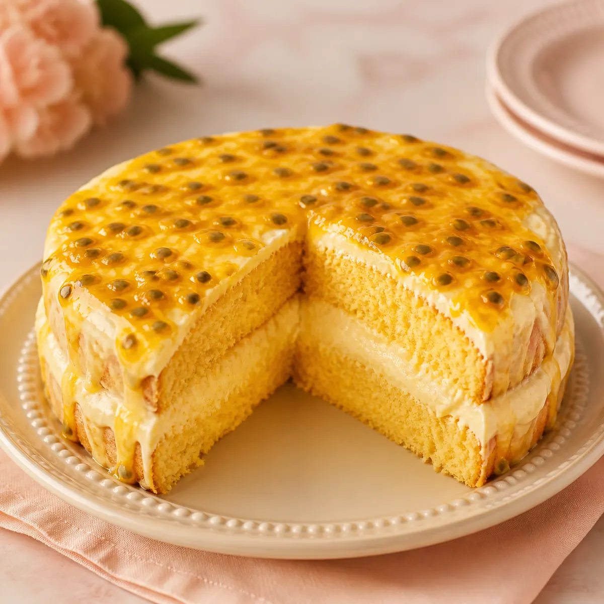 Bolo de maracujá com Creme de Ninho