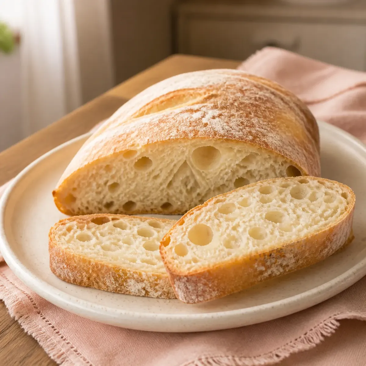 Ciabatta/ Pão Italiano Crocante por fora e macio por dentro