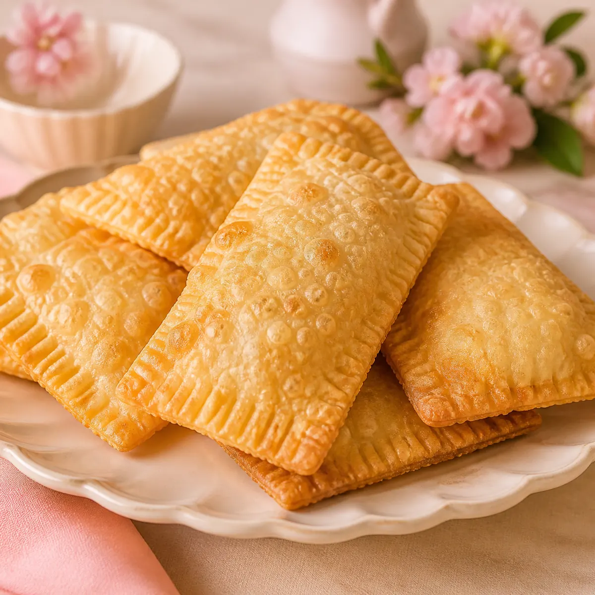 Pastel caseiro feito com creme de leite