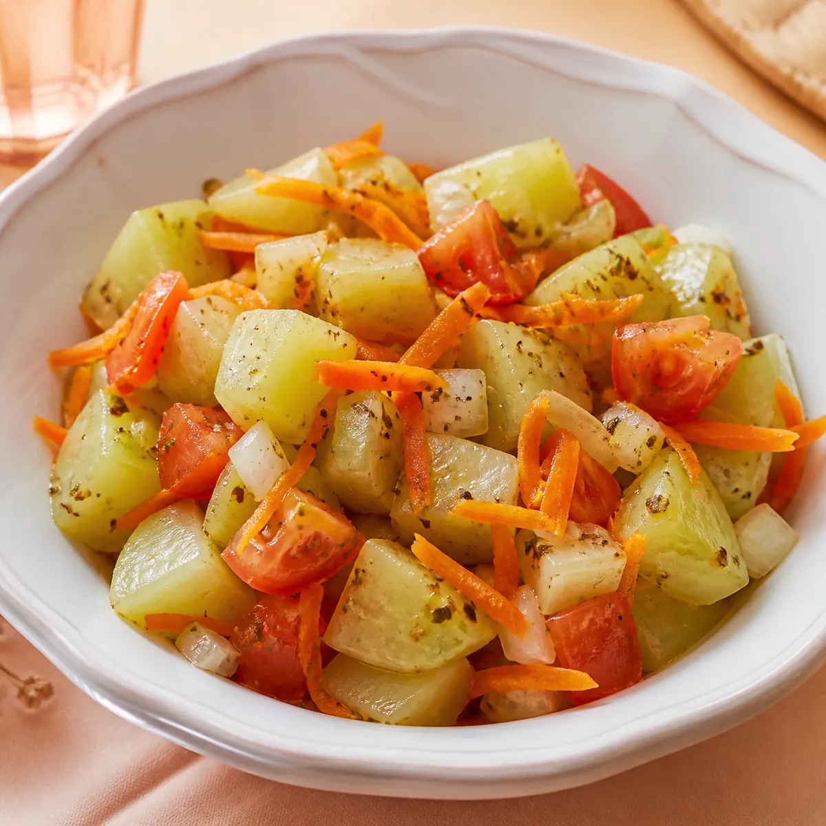 Salada de chuchu com cenoura e tomates/ Saudável e muito saborosa